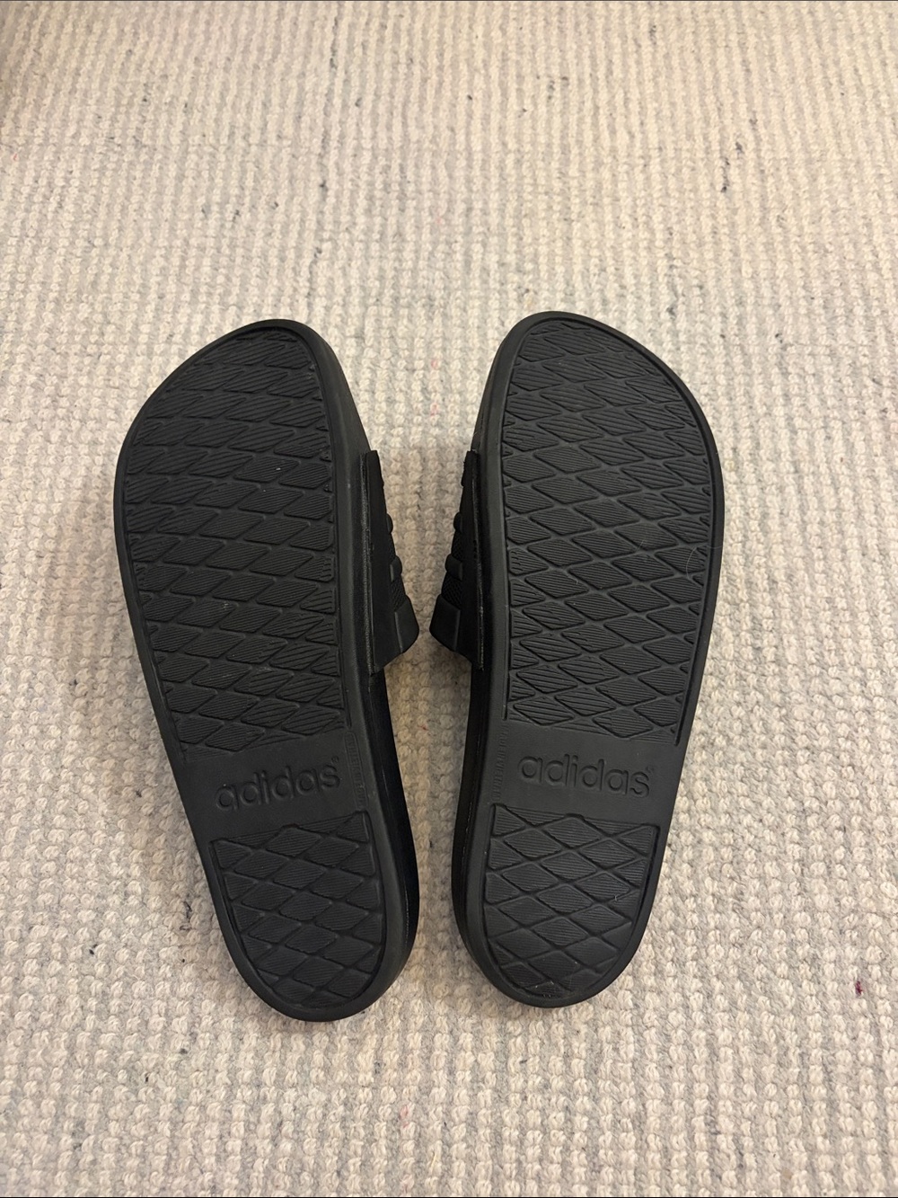 Adidas Black Slide Sandals with Three-Rib Strap - Picture 2 of 4